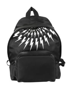 Neil Barrett Fair Isle Thunderbolt Nylon Twill Leather City Backpack