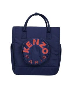 Kenzo Kids Blue Changing Bag For Baby Kids With Logo