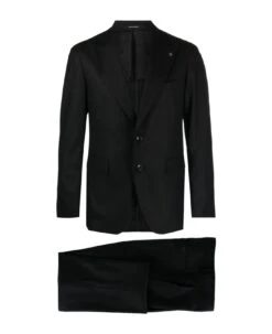 Black Virgin Wool Single-breasted Suit