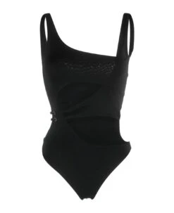 Off-White Black Cut-out High-cut Swimsuit