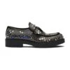 Prada Rhinestone Leather Loafers