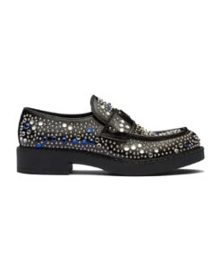 Prada Rhinestone Leather Loafers