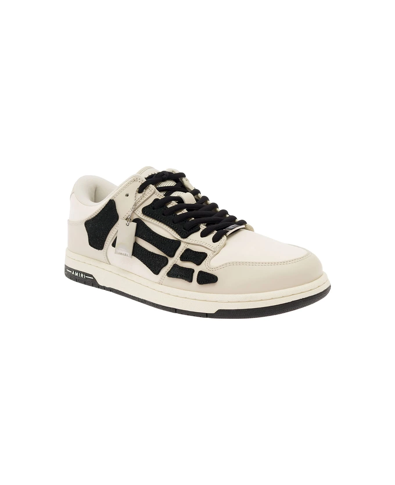 Amiri 'skel Top Low' White And Black Sneakers With Skeleton Patch In Leather Man 2 Amiri 'skel Top Low' White And Black Sneakers With Skeleton Patch In Leather Man - Image 2