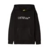 Off-White Black Hoodie With Contrasting 'bookish Bit' Logo In Cotton Boy