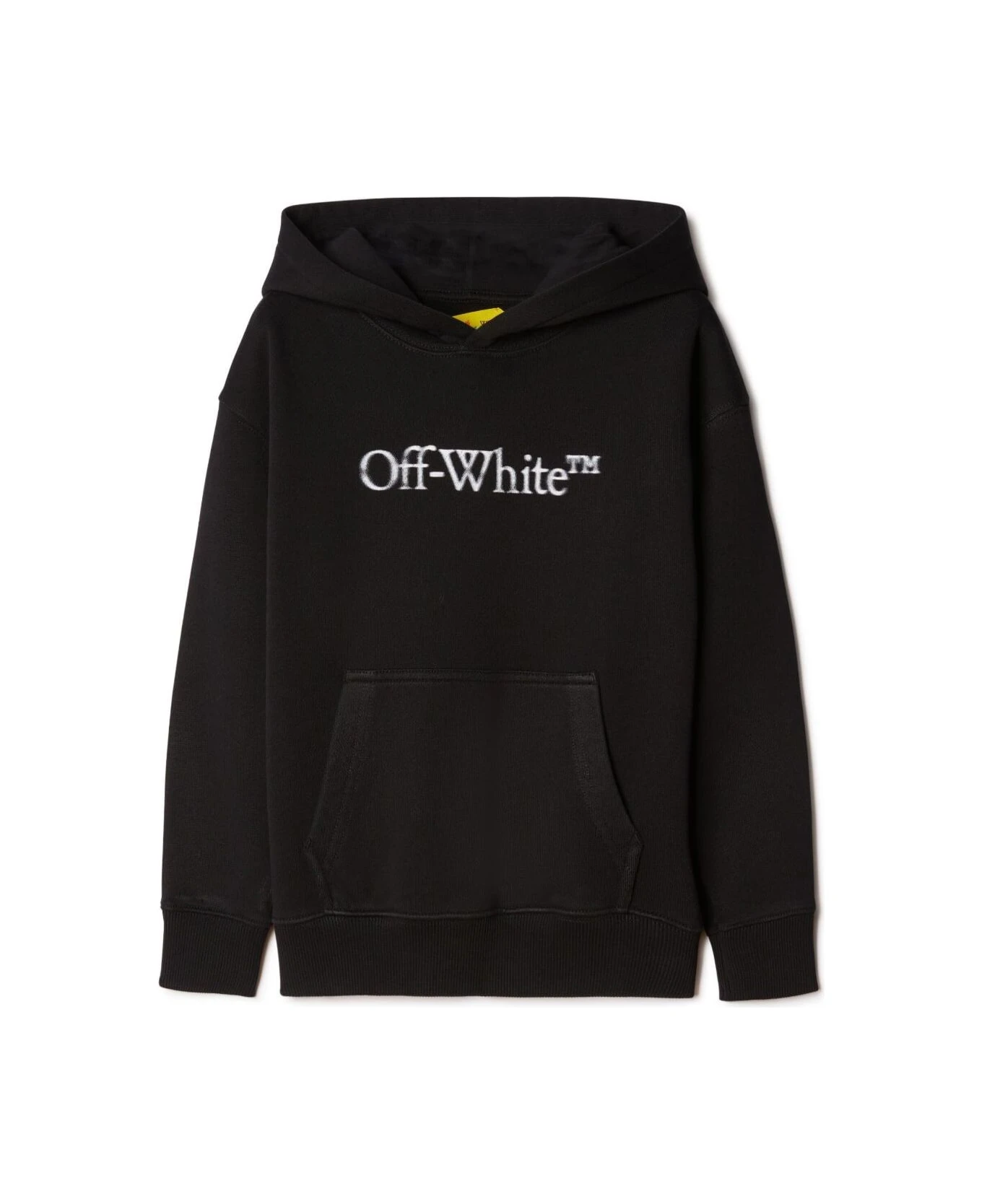 Off-White Black Hoodie With Contrasting 'bookish Bit' Logo In Cotton Boy 1 Off-White Black Hoodie With Contrasting 'bookish Bit' Logo In Cotton Boy