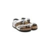 Birkenstock 'rio' Silver-colored Flat Sandals With Double Strap In Metallic Faux Leather Girl