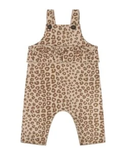 Beige Dungarees For Baby Girl With Animal Print