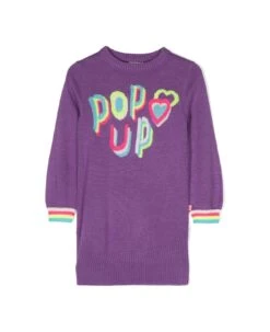 Billieblush Abito Fucsia Fluo In Maglia Bambina