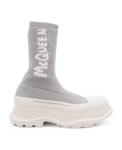 Alexander McQueen Sock-style Logo-print Boots