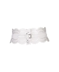 ALAIA Bustier Belt In White Wave Vienne Leather