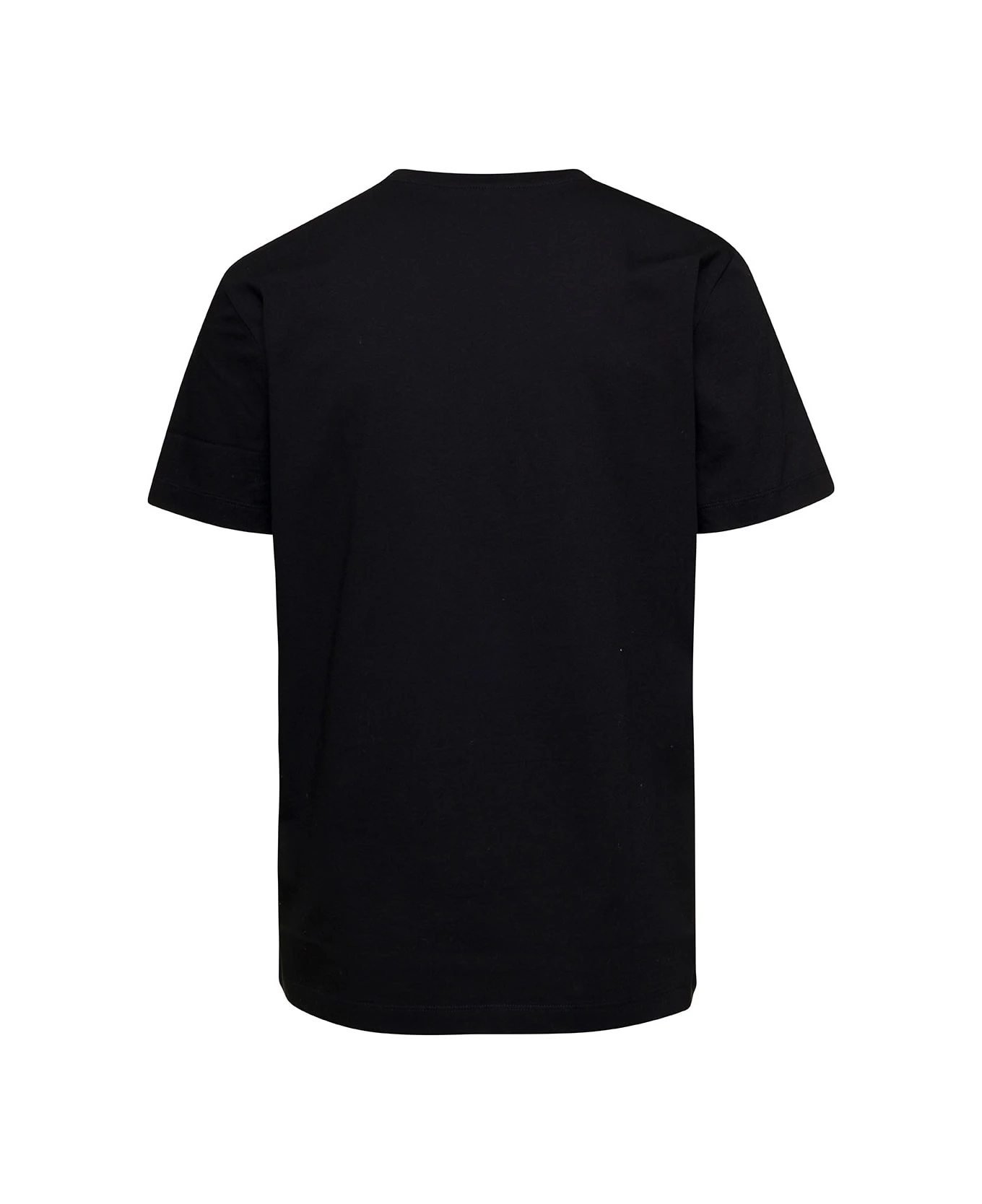 Versace Black Crewneck T-shirt With Contrasting Logo Lettering Print In Cotton Man 1 Versace Black Crewneck T-shirt With Contrasting Logo Lettering Print In Cotton Man