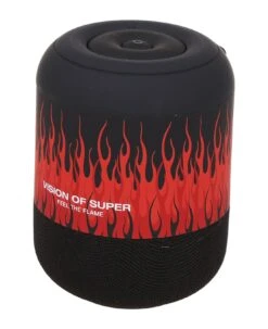 Vision Of Super Black Speaker With Red Flames And White Logo