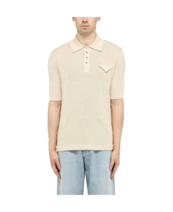 Bottega Veneta Beige Knitted Polo Shirt
