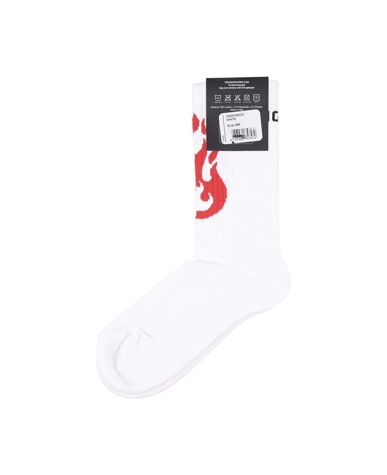 Vision Of Super White Socks With Red Flame Logo 2 Vision Of Super White Socks With Red Flame Logo - Image 2