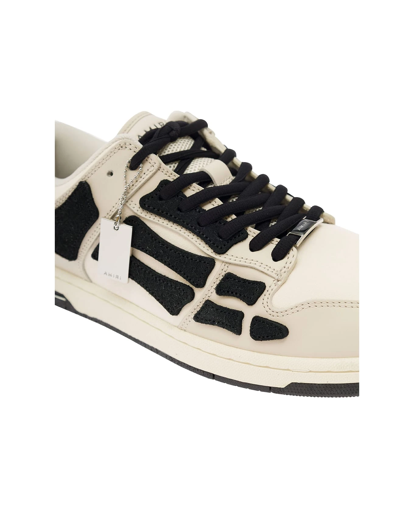 Amiri 'skel Top Low' White And Black Sneakers With Skeleton Patch In Leather Man 4 Amiri 'skel Top Low' White And Black Sneakers With Skeleton Patch In Leather Man - Image 4