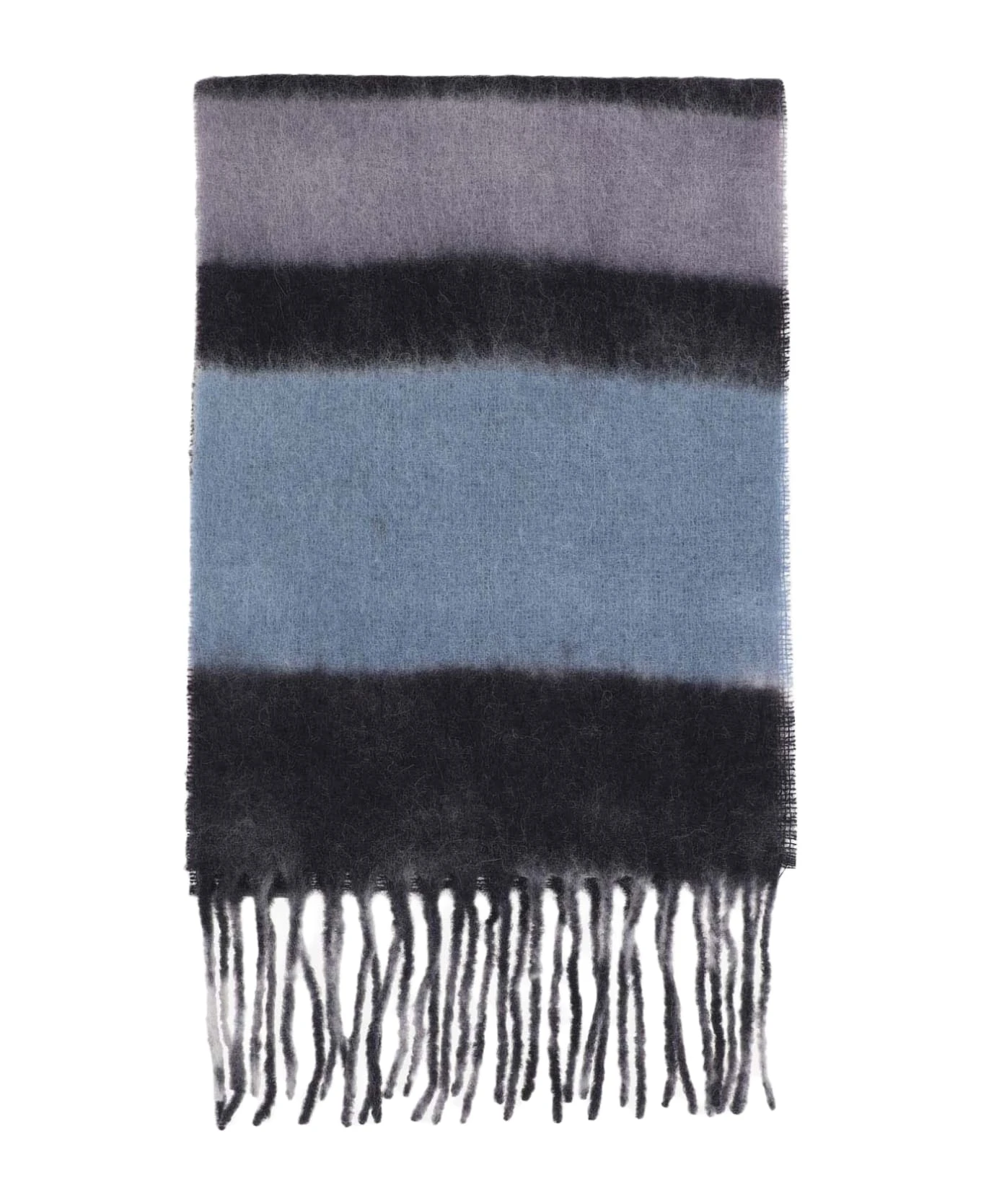 Wool Blend Scarf With Striped Pattern 1 Wool Blend Scarf With Striped Pattern