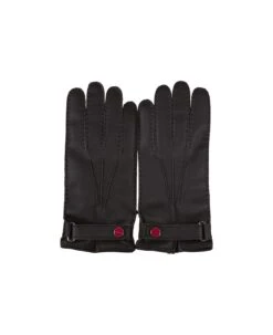 Kiton Dark Brown Leather And Cashmere Gloves