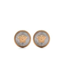 Versace Silver And Gold Earrings With Medusa Detail In Metal Woman