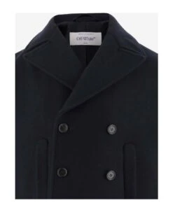 Off-White Wool Blend Double-breasted Short Coat -Italist Store b63132df019737a20061dd23ba9bcec2
