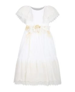 White Dress For Girl With Embroidery
