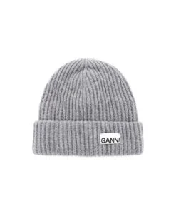 Ganni Beanie With Patch Logo