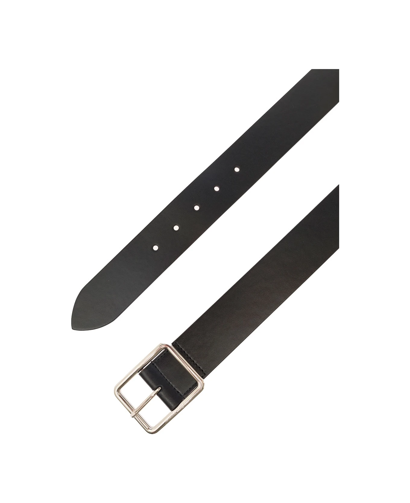 Alexander McQueen Black Belt With Engraved Logo On Buckle In Leather Man 2 Alexander McQueen Black Belt With Engraved Logo On Buckle In Leather Man - Image 2