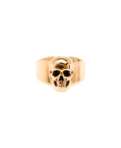 Alexander Mcqueen Man's Skull Gold Colored Brass Ring