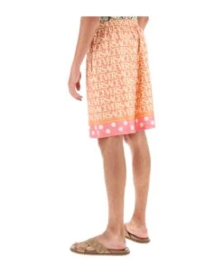 Versace Allover Silk Shorts -Italist Store be0f65409c36a06272698ff83ab31def