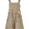 Beige Dress For Girl With Polka Dots