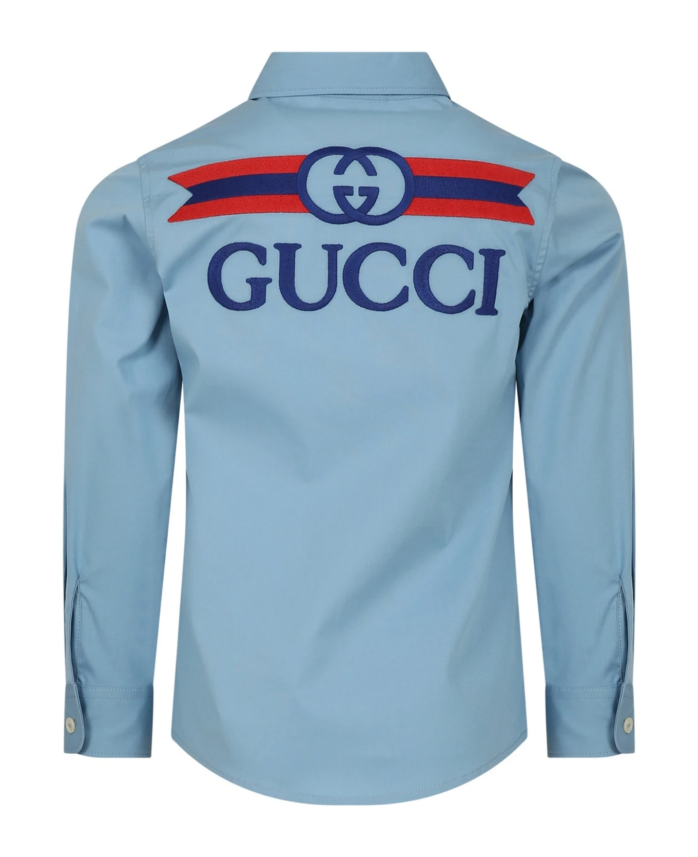 Gucci Light Blue Shirt For Boy With Gg Cross 2 Gucci Light Blue Shirt For Boy With Gg Cross - Image 2
