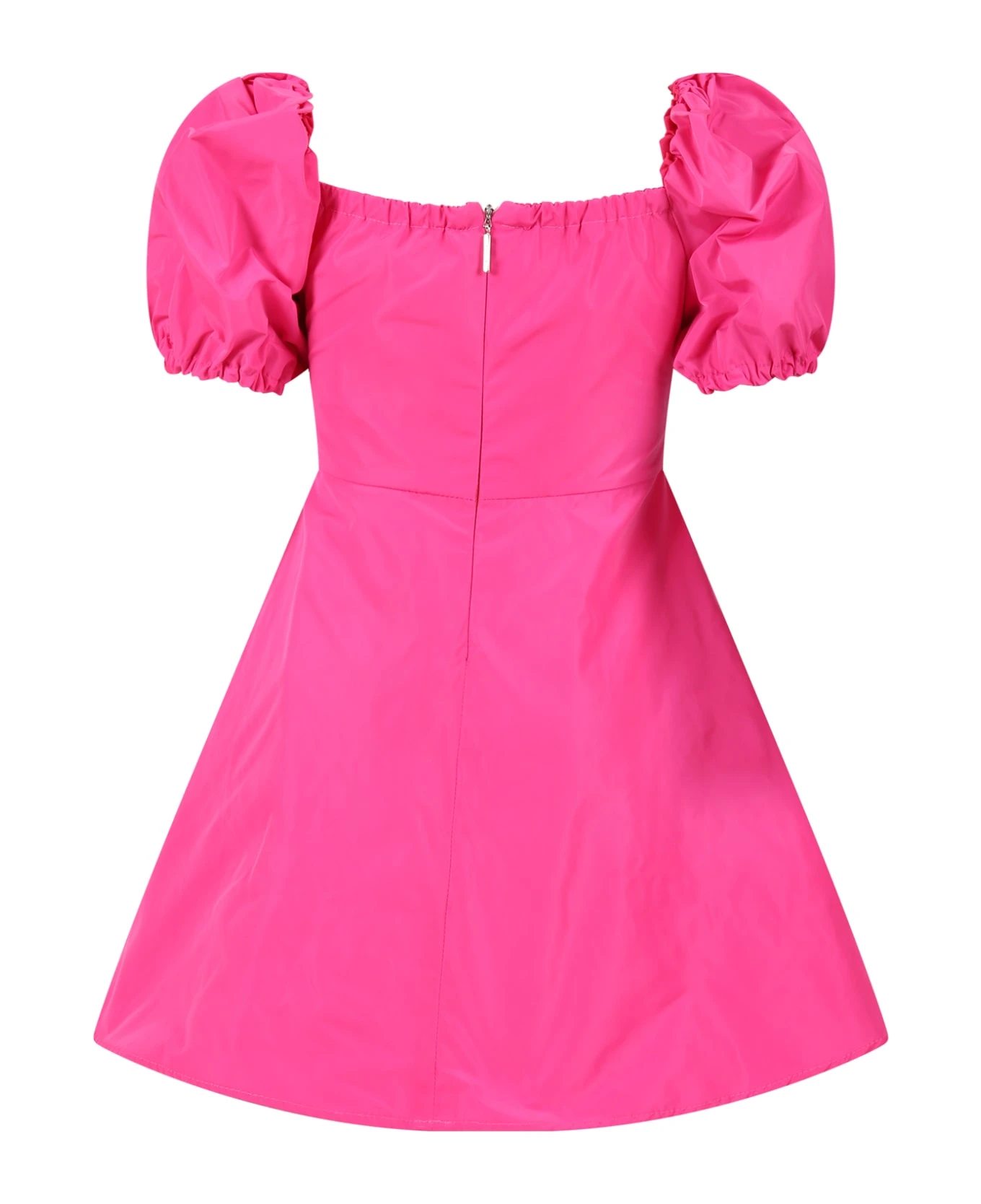 MSGM Fuchsia Dress For Girl With Black Logo 2 MSGM Fuchsia Dress For Girl With Black Logo - Image 2
