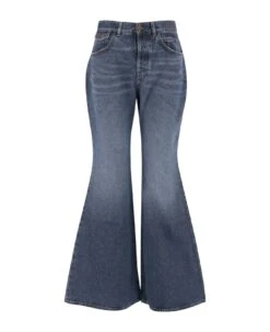 Chloé Flared Jeans In Cotton And Hemp Denim