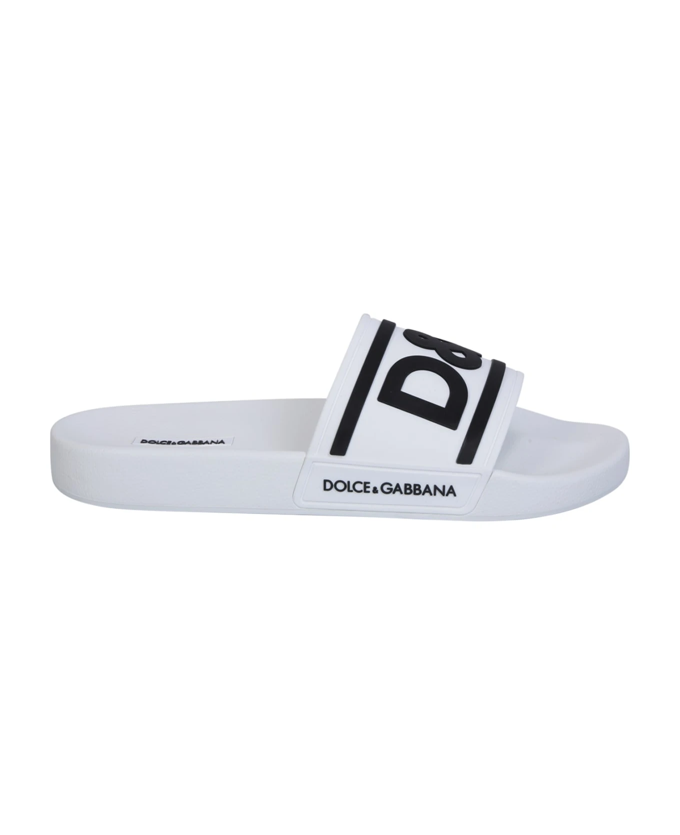 Dolce & Gabbana Front Logo White Pool Slides 1 Dolce & Gabbana Front Logo White Pool Slides
