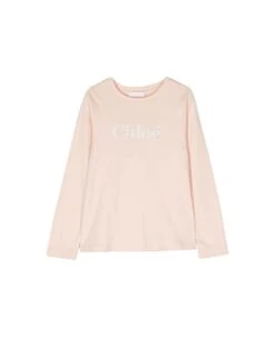 Chloé Chloe T-shirt Rosa Cipria In Jersey Di Cotone Bambina