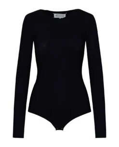 Maison Margiela Black Polyester Blend Bodysuit