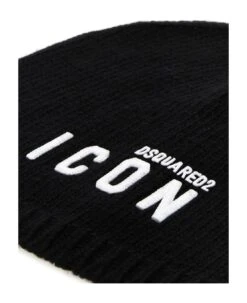 DSQUARED2 Black Wool Blend Beanie Hat -Italist Store c975437123e42913e51133fa4131c58d