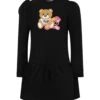 MOSCHINO Black Dress For Girl With Teddy Bear And Logo