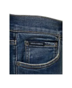 Dolce & Gabbana Blue Skinny Jeans With Logo Plaque At The Back In Stretch Cotton Denim Man -Italist Store c9dcb9f5e6580f6550fb9818ef00d5ae