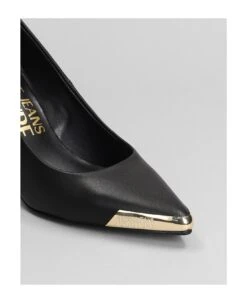 Versace Jeans Couture Pumps In Black Leather -Italist Store ca23e1ed23bdf45a7fcd4d1d8692d7ed
