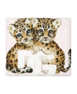 Dolce & Gabbana Pink Blanket For Baby Girl With Leopard Print And Logo