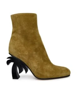 Palm Angels Beige Suede Ankle Boots