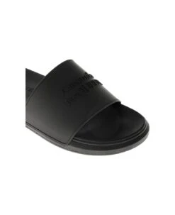 Alexander McQueen Black Rubber Slide Sandals With Logo -Italist Store cf7b88b7d8e66aad771f11dc65adbbf6