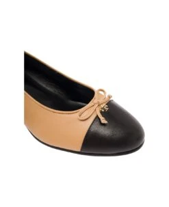 Tory Burch Beige And Black Ballet Flats With Bow Detail And Bi-color Toe In Smooth Leather Woman -Italist Store d04d3e78390ec4a5d4c27e3a77c6a732