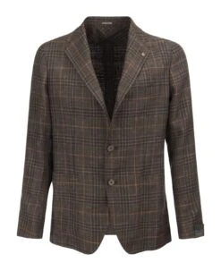 Wool, Silk And Linen Jacket With Tartan Pattern