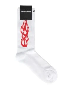 Vision Of Super White Socks With Red Tribal