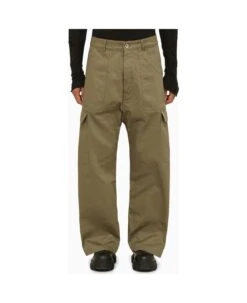 Green Cotton Cargo Trousers