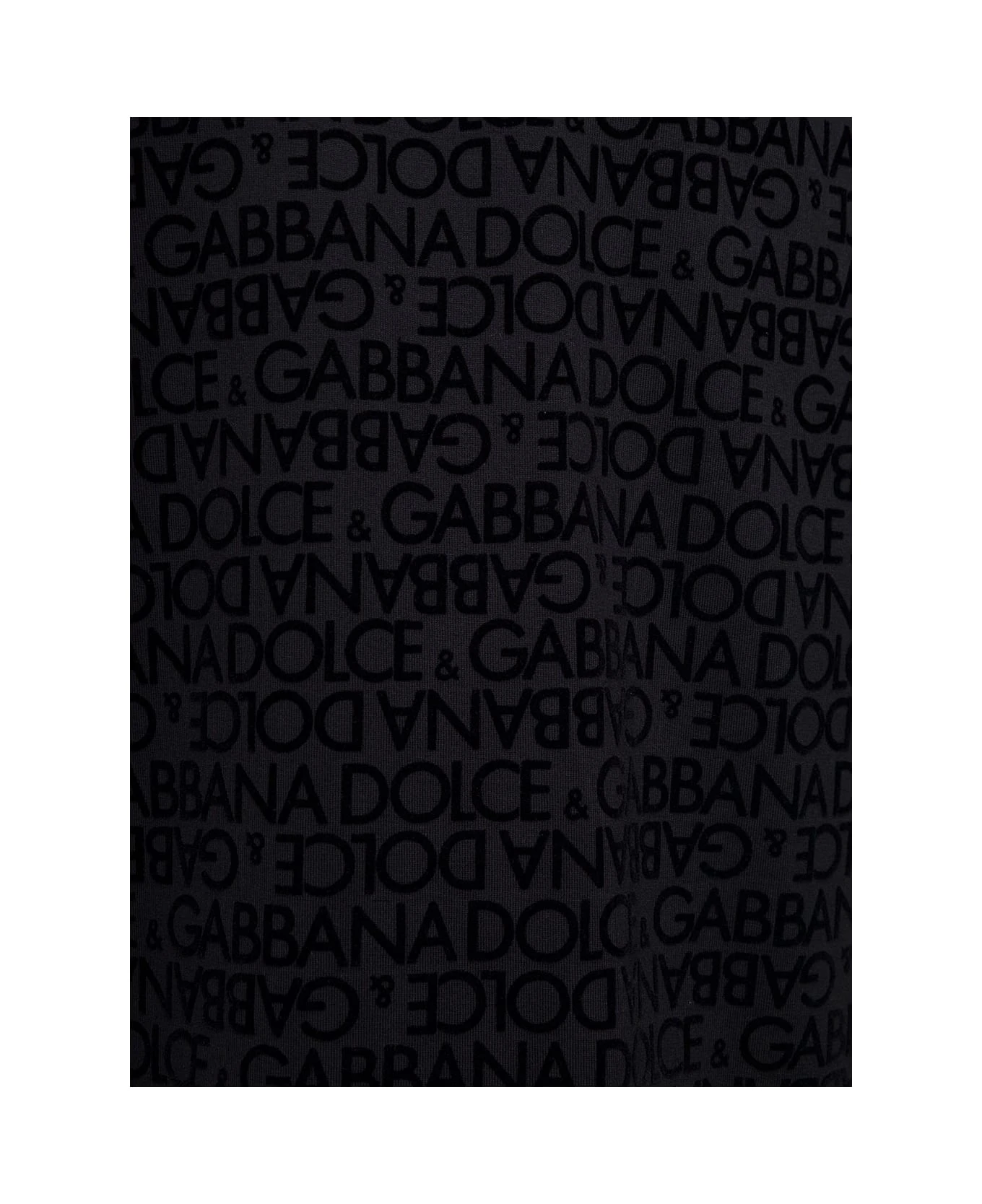 Dolce & Gabbana Black Crewneck T-shirt With Tonal Logo Lettering Print In Cotton Man 3 Dolce & Gabbana Black Crewneck T-shirt With Tonal Logo Lettering Print In Cotton Man - Image 3