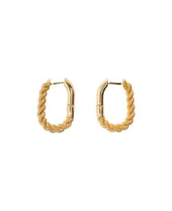 'grace' Texturized Earrings With Latch Back Fastening In 18k Gold Plated Bronze Woman