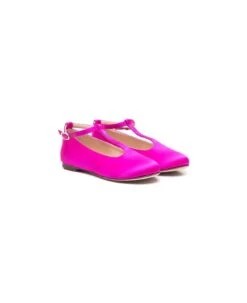 T-bar Satin Ballerina Flats