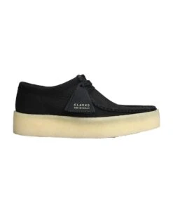 Clarks Wallabee Cup Lace Up Shoes In Black Nubuck